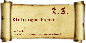 Kleininger Barna névjegykártya
